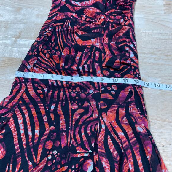 Fuzzi NWOT Abito Ruched Sleeveless A-Line Dress Passion V-Neck Faux Wrap S/M - Picture 8 of 9